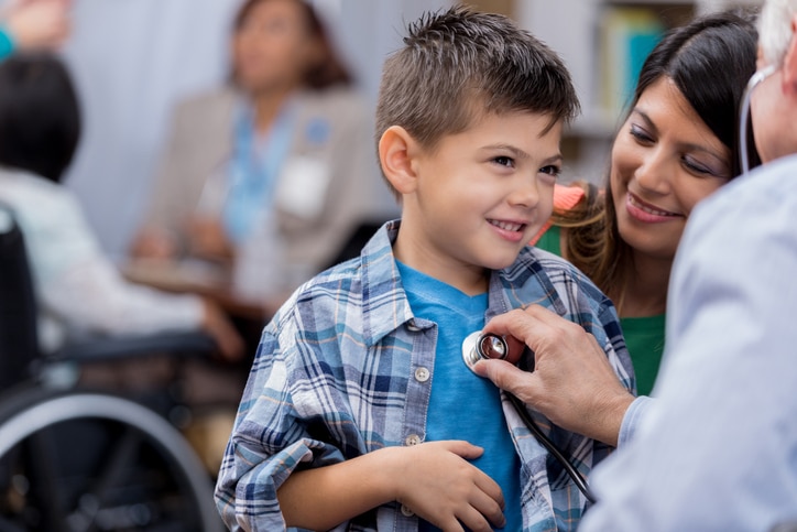 Little boy being treated at a pediatric urgent care