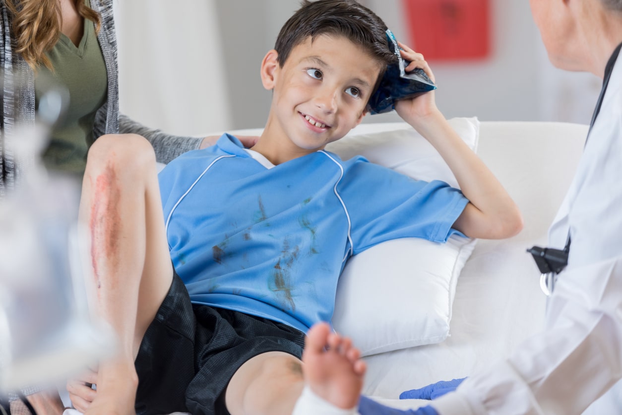 Little boy at a pediatric urgent care clinic