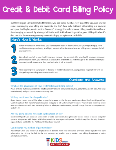 KidsStreet Credit and Debit Card Billing Policy