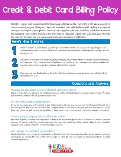 KidsStreet Credit & Debit Card Billing Policy