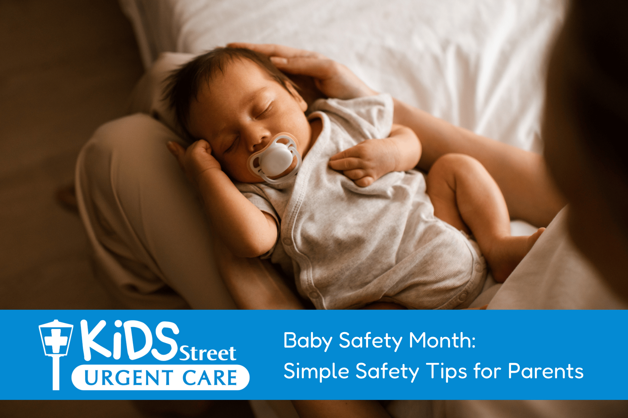 Baby Safety Month Blog Post Little baby in her mom's lap. Featured image for Baby Water Safety: Baths, Pools, Lakes, and Beaches blog post.